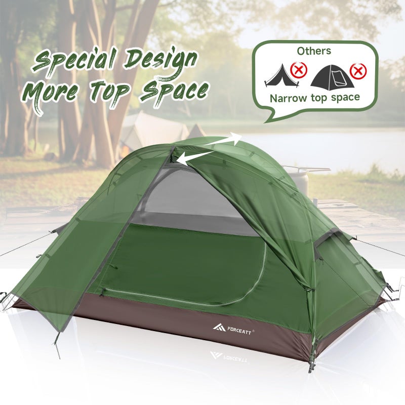 Forceatt Camping Tent 2 Person, Backpacking Tent Waterproof & Windproof, Ultralight Instant Tent with Rain Fly for Camping, Hiking, Outdoor - Image 5